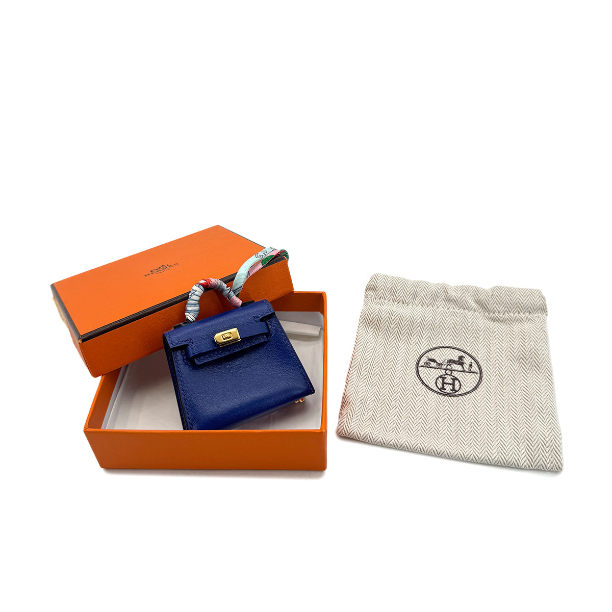 HERMES KELLY TWILLY CHARM BLUE ELECTRIC VEAU TADELAKT SILK Y 90291902 - PURPOSE