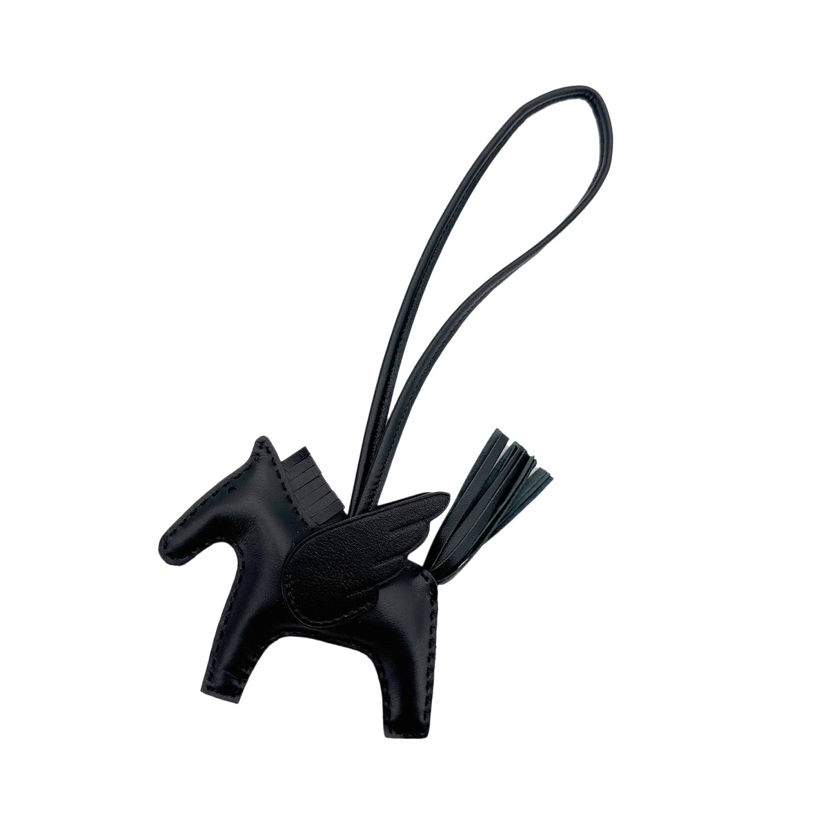 HERMES BAG CHARM RODEO PM SO BLACK AGNEAU MILO B 90292051