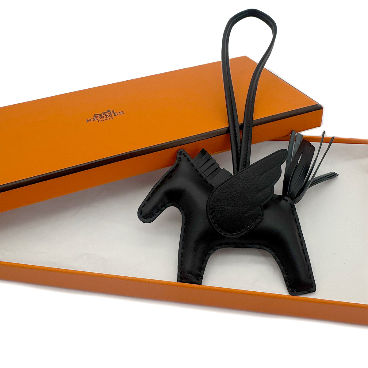 HERMES BAG CHARM RODEO PM SO BLACK AGNEAU MILO B 90292051