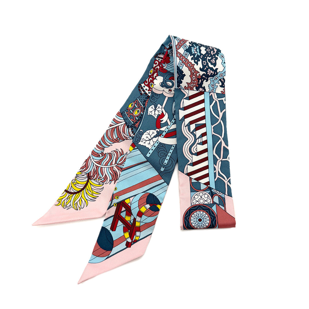 HERMES TWILLY DE'L OMBRELLE AUX DUE SCARF MULTICOLOR SILK 90292098