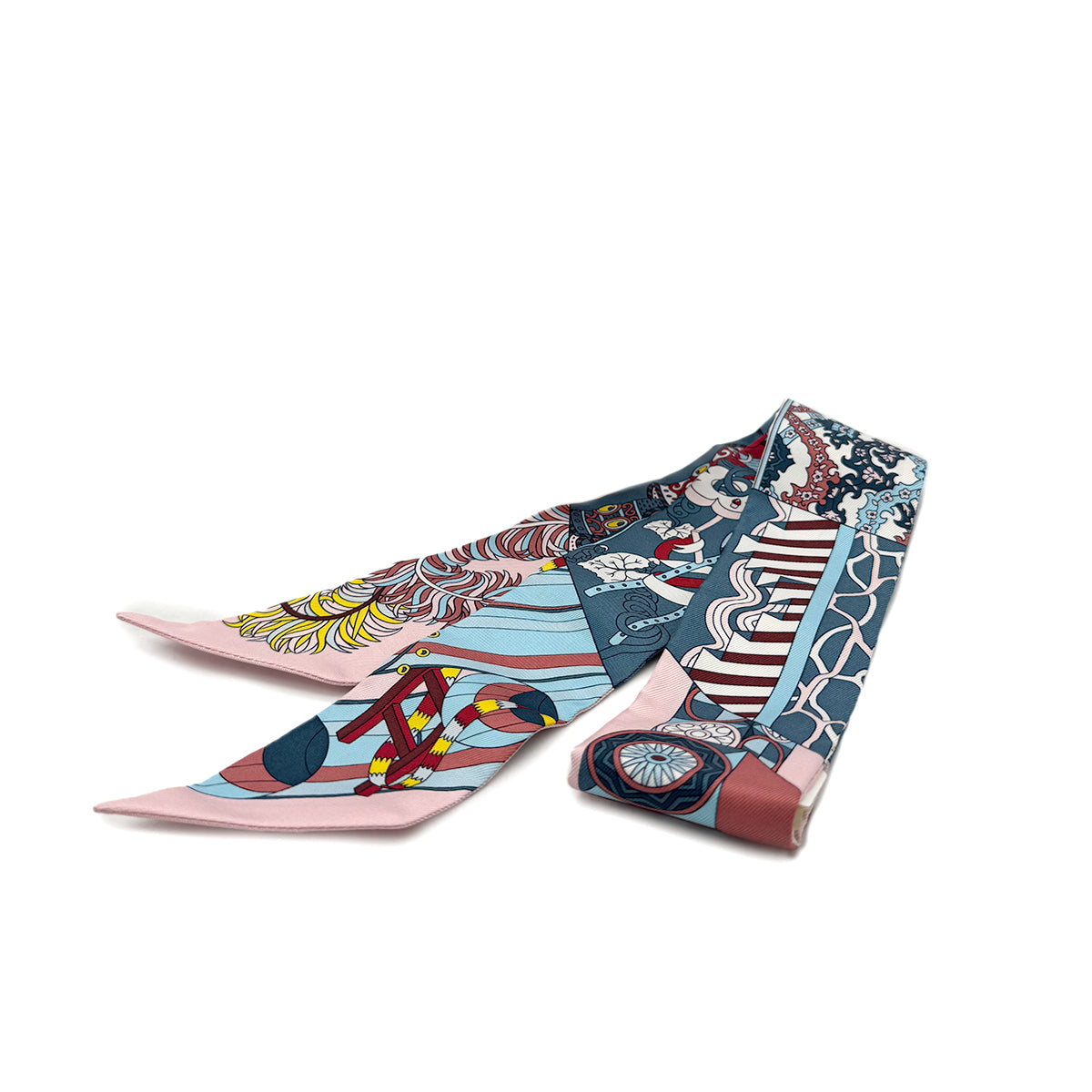 HERMES TWILLY DE'L OMBRELLE AUX DUE SCARF MULTICOLOR SILK 90292098