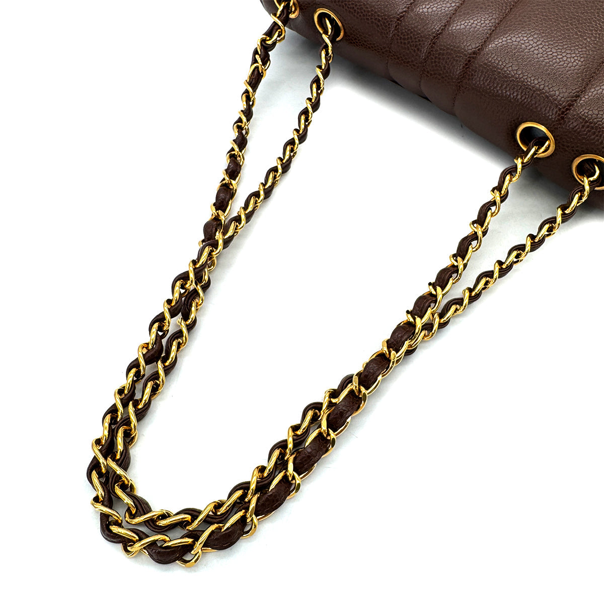 CHANEL VINTAGE MADEMOISELLE CHAIN SHOULDER BAG BROWN CAVIAR SKIN 90292733