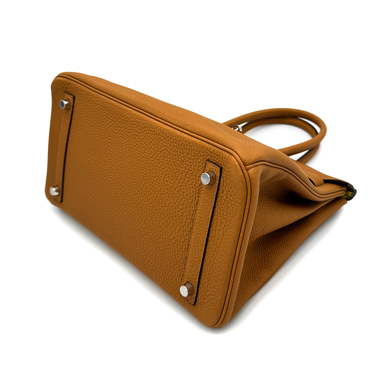 HERMES BIRKIN 30 VERSO CARAMEL LIME TOGO HAND BAG Y PALLADIUM HARDWARE 90292783