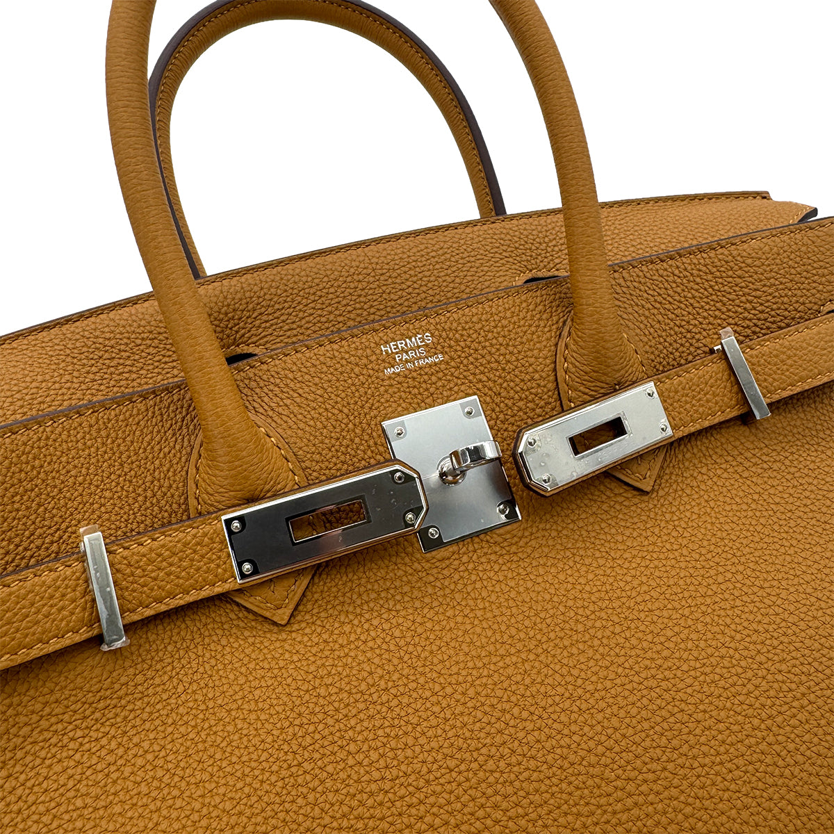 HERMES BIRKIN 30 VERSO CARAMEL LIME TOGO HAND BAG Y PALLADIUM HARDWARE 90292783