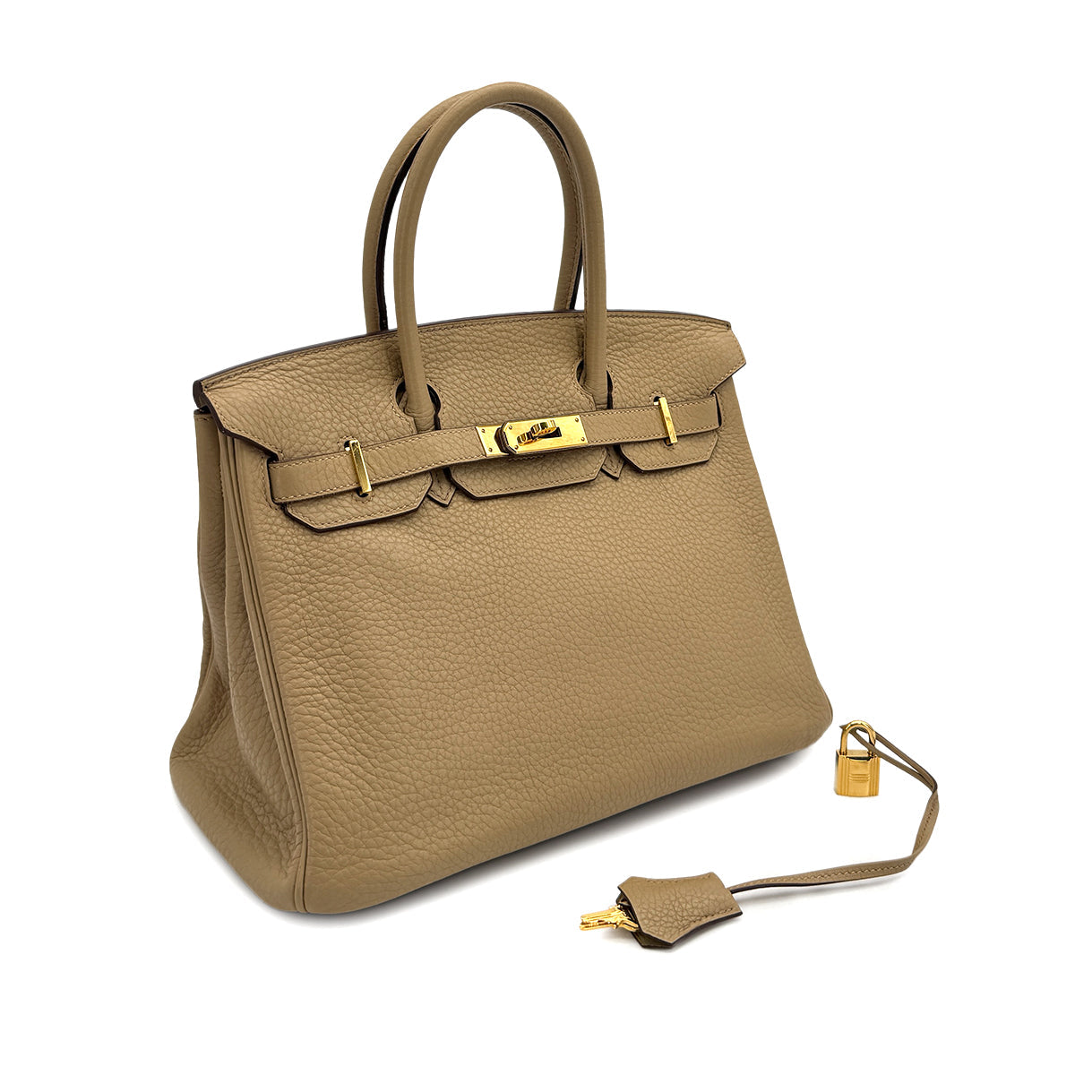 HERMES BIRKIN 30 TABAC CAMEL TAURILLON CLEMENCE HAND BAG □L GHW 90294144