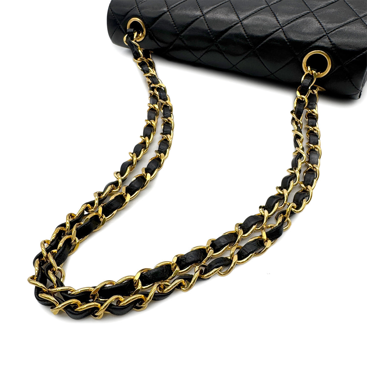 CHANEL VINTAGE CLASSIC FLAP SMALL CHAIN SHOULDER BAG BLACK LAMB SKIN 90294198