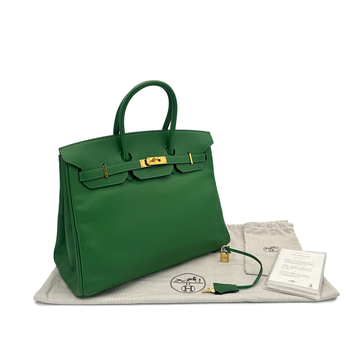 HERMES BIRKIN 35 VERT BENGALE VEAU EPSOM HAND BAG □O GHW 90294374