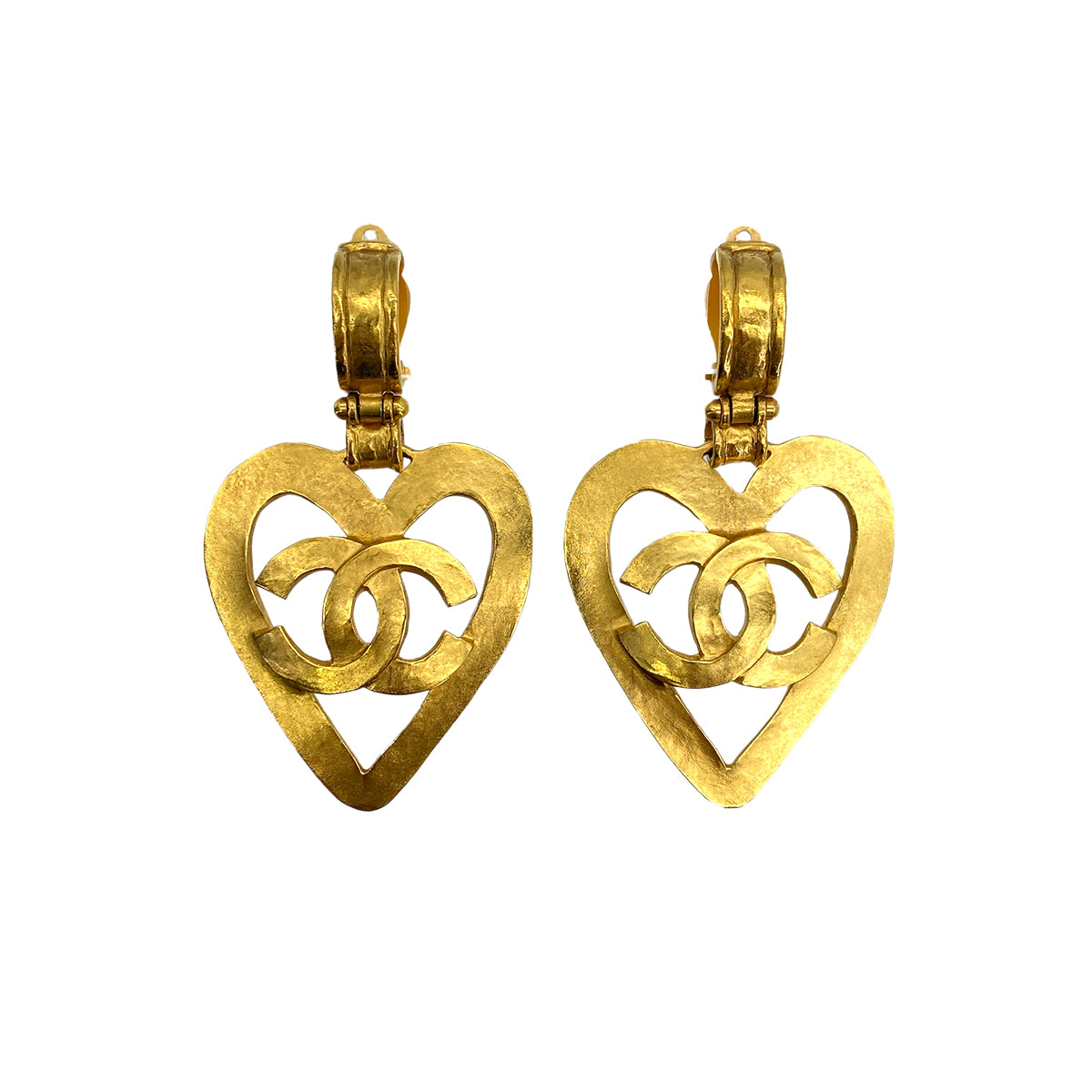 CHANEL VINTAGE EARRINGS HEART COCOMARK ACCESSORY 95P 90294997