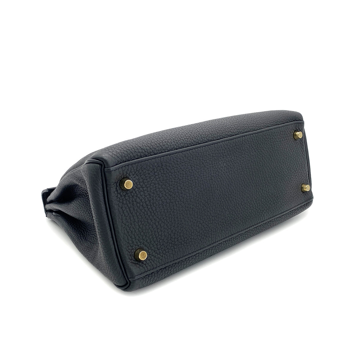 HERMES KELLY 28 RETOURNE BLACK TOGO HAND SHOULDER BAG T GHW 90295280