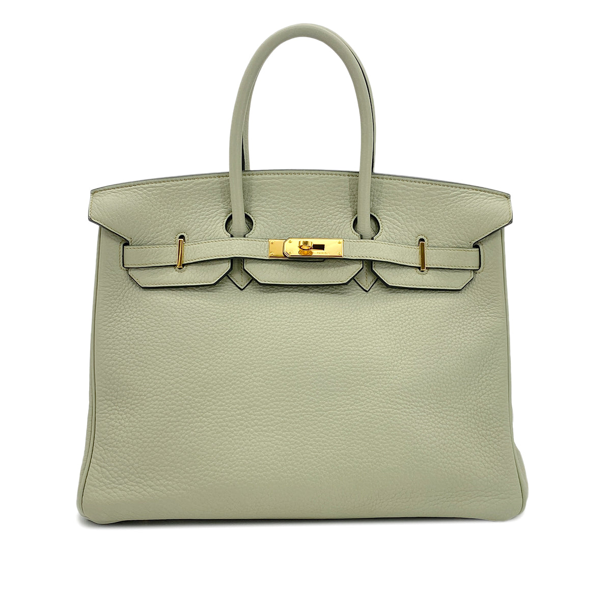 HERMES BIRKIN 35 LIGHT GREEN TAURILLON CLEMENCE HAND BAG ▢G GOLD HARDWARE 90295401 - PURPOSE