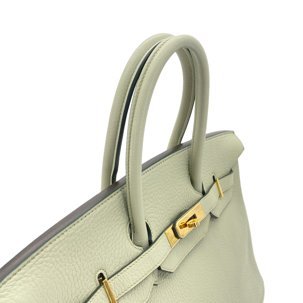 HERMES BIRKIN 35 LIGHT GREEN TAURILLON CLEMENCE HAND BAG ▢G GOLD HARDWARE 90295401 - PURPOSE