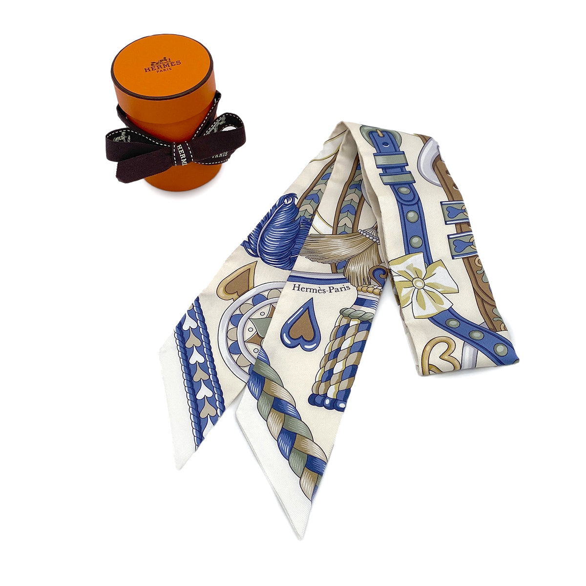 HERMES TWILLY HARNAIS DE COEUR SCARF MULTICOLOR SILK 90295746