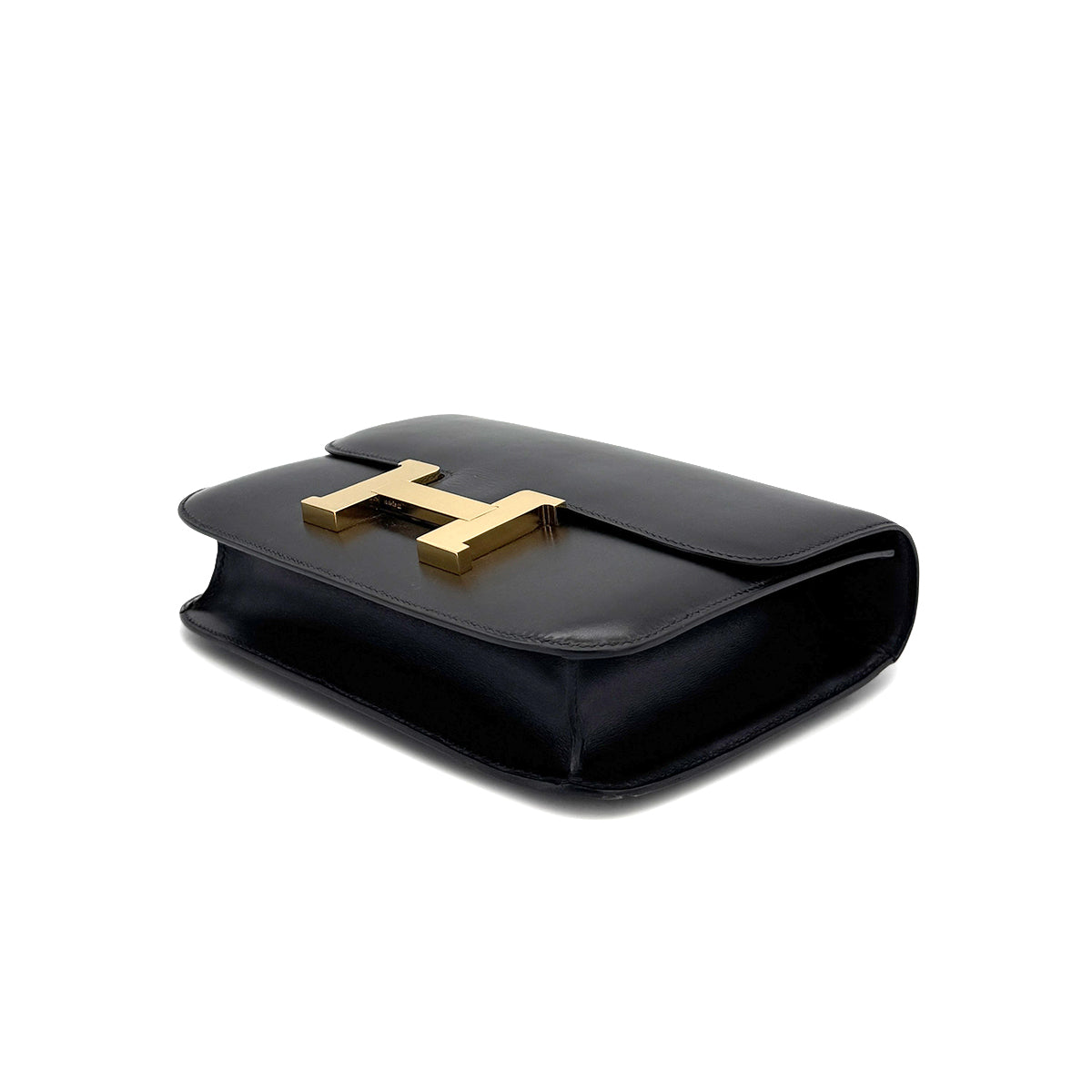 HERMES CONSTANCE 23 BLACK BOXCALF SHOULDER BAG 〇U GHW 90296452