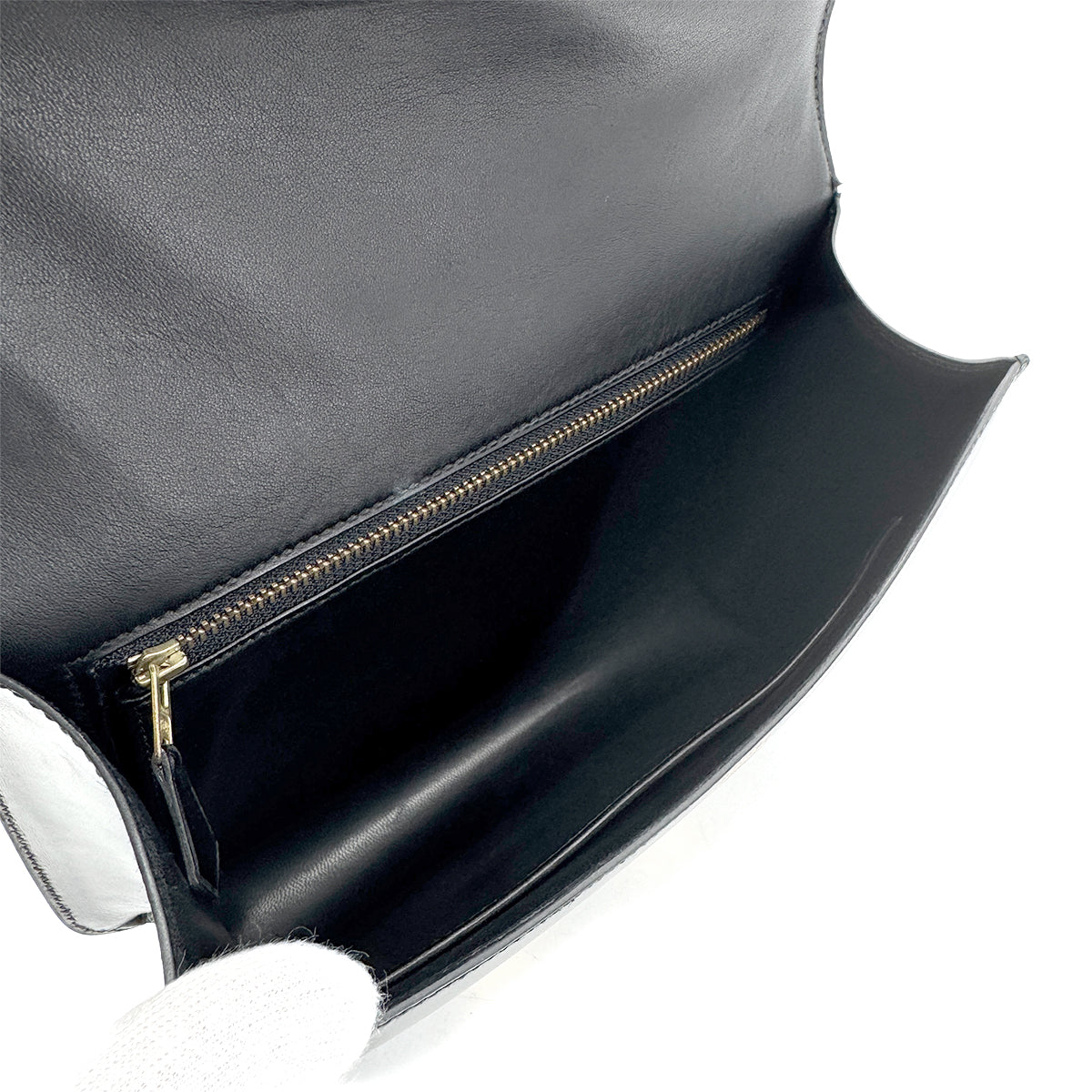 HERMES CONSTANCE 23 BLACK BOXCALF SHOULDER BAG 〇U GHW 90296452