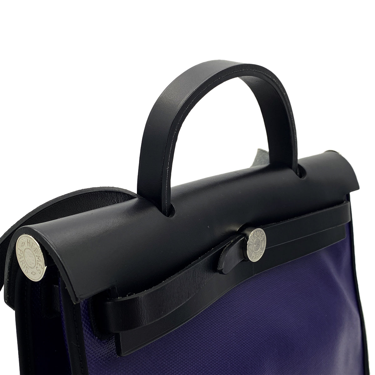 HERMES HER BAG ZIP PM 31 BLEU ENCRE BLACK TOILE H BERLINE VACHE HUNTER HAND SHOULDER BAG C 90296673