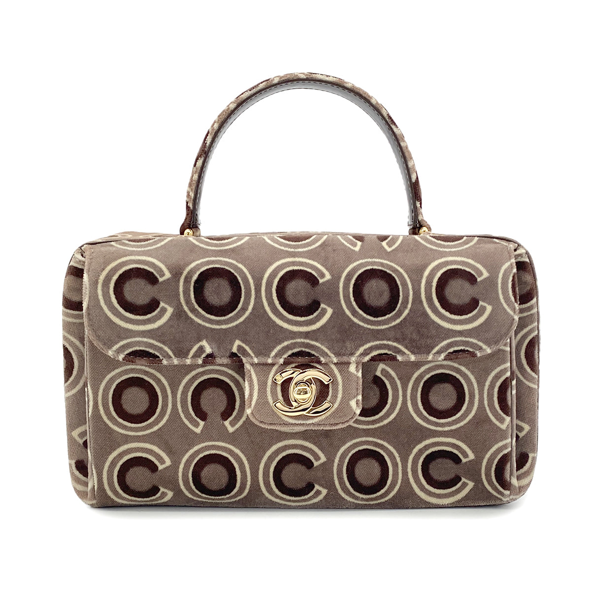 CHANEL VINTAGE COCO HAND BAG BROWN VELOR 90297510