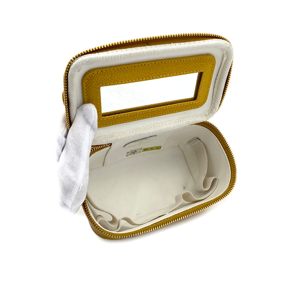 CHANEL VINTAGE MINI VANITY HAND BAG YELLOW CAVIAR SKIN 90297519