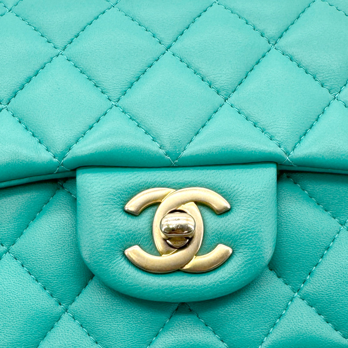 CHANEL MINI MATELASSE 20 CHAIN SHOULDER BAG MINT GREEN LAMB SKIN 90298167