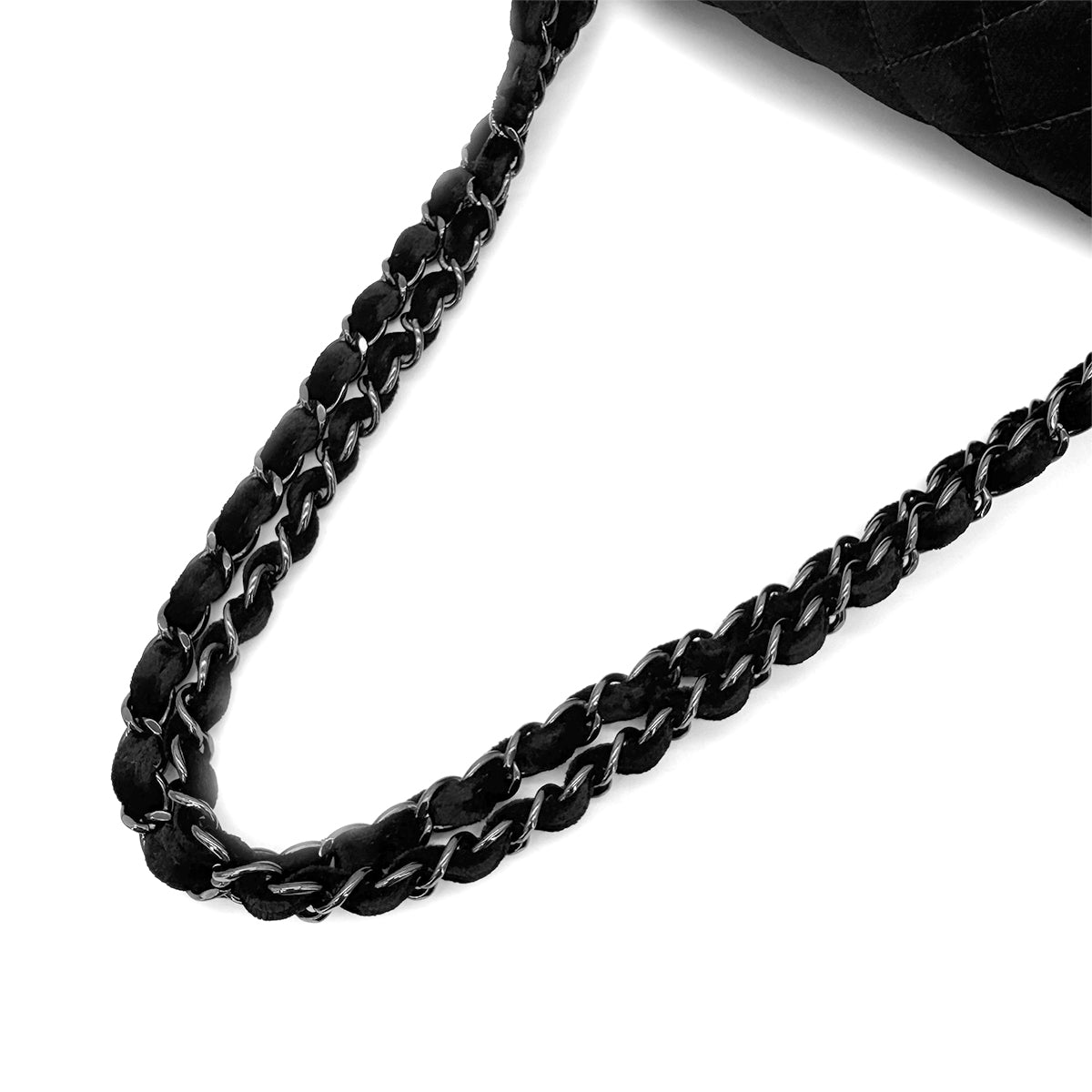 CHANEL CLASSIC FLAP MEDIUM CHAIN SHOULDER BAG BLACK VELOR 90298168