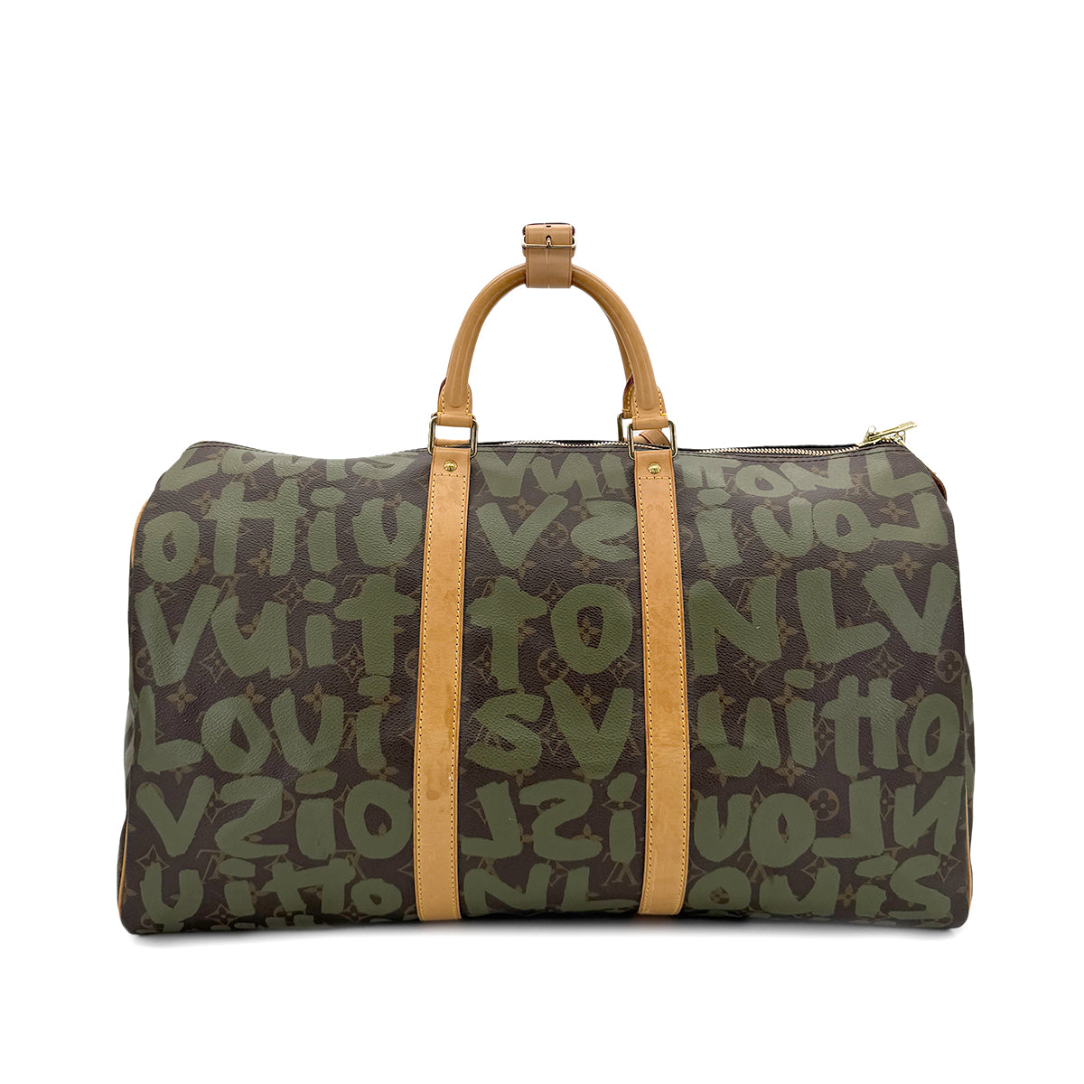 LOUIS VUITTON MONOGRAM GRAFFITI KEEPALL 50 HAND BAG BROWN GREEN M92196 90298329