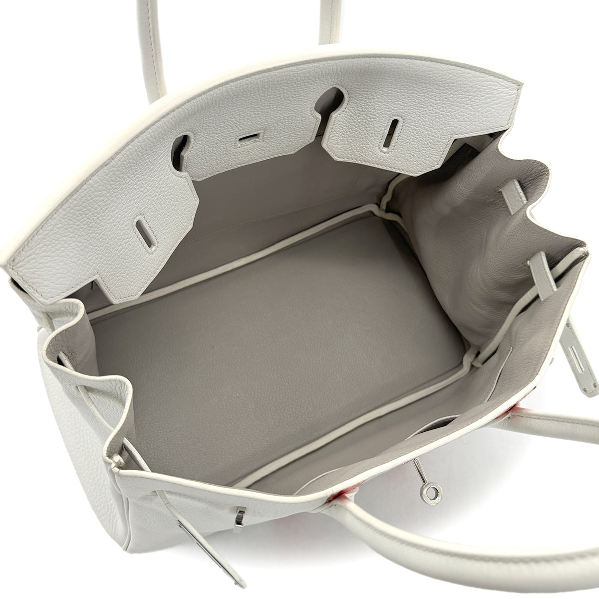 HERMES BIRKIN CLUB 35 WHITE GRIS PERLE SANGUINE TAURILLON CLEMENCE LIZARD HAND BAG □P SHW 90298337