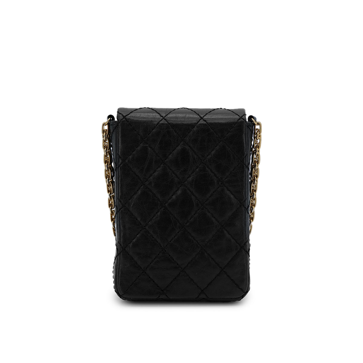 CHANEL VINTAGE MATELASSE CHAIN SHOULDER BAG BLACK LEATHER 90298437