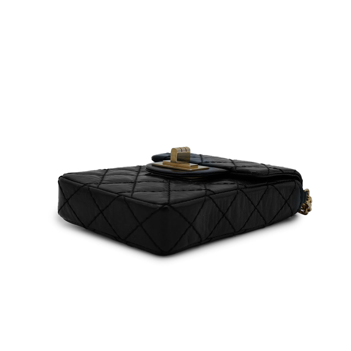 CHANEL VINTAGE MATELASSE CHAIN SHOULDER BAG BLACK LEATHER 90298437