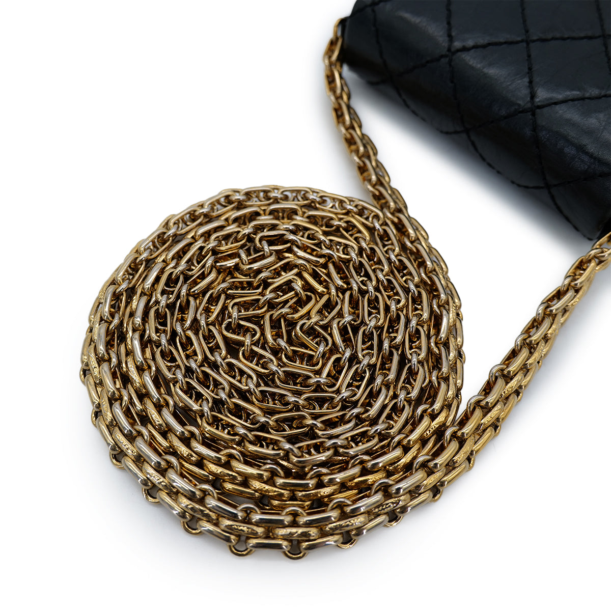 CHANEL VINTAGE MATELASSE CHAIN SHOULDER BAG BLACK LEATHER 90298437