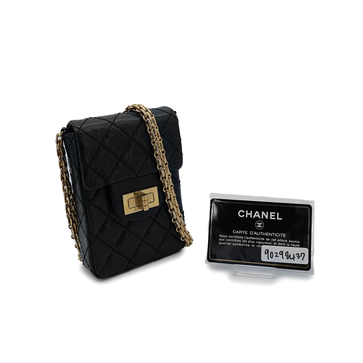 CHANEL VINTAGE MATELASSE CHAIN SHOULDER BAG BLACK LEATHER 90298437