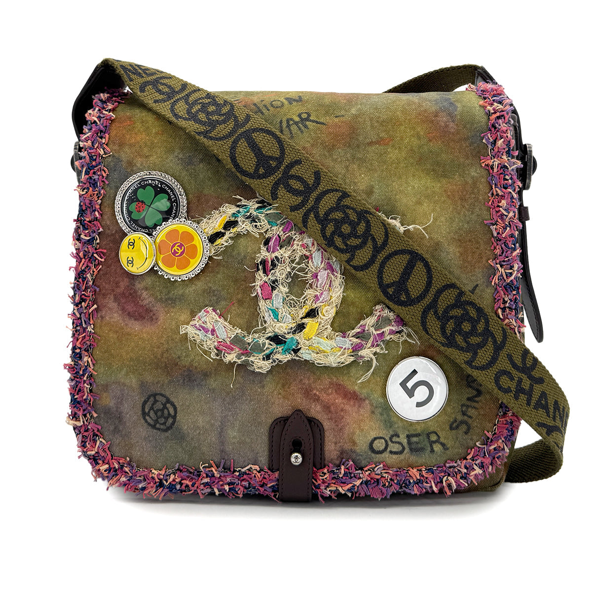CHANEL EMBROIDERY GRAFFITI SHOULDER MESSENGER BAG CANVAS A92789 90298730 - PURPOSE