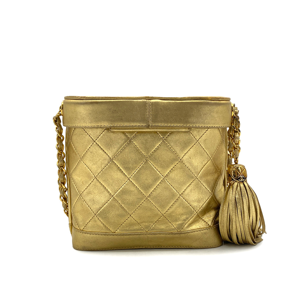 CHANEL VINTAGE FRINGE SHOULDER BAG GOLD LAMB SKIN 90298836 - PURPOSE