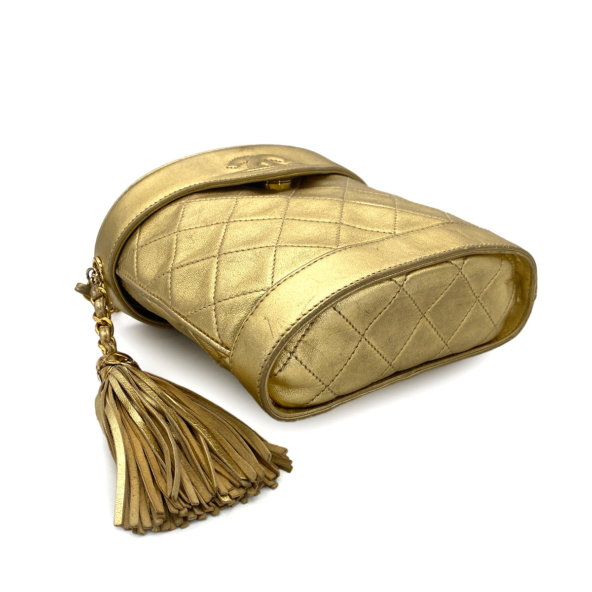 CHANEL VINTAGE FRINGE SHOULDER BAG GOLD LAMB SKIN 90298836 - PURPOSE
