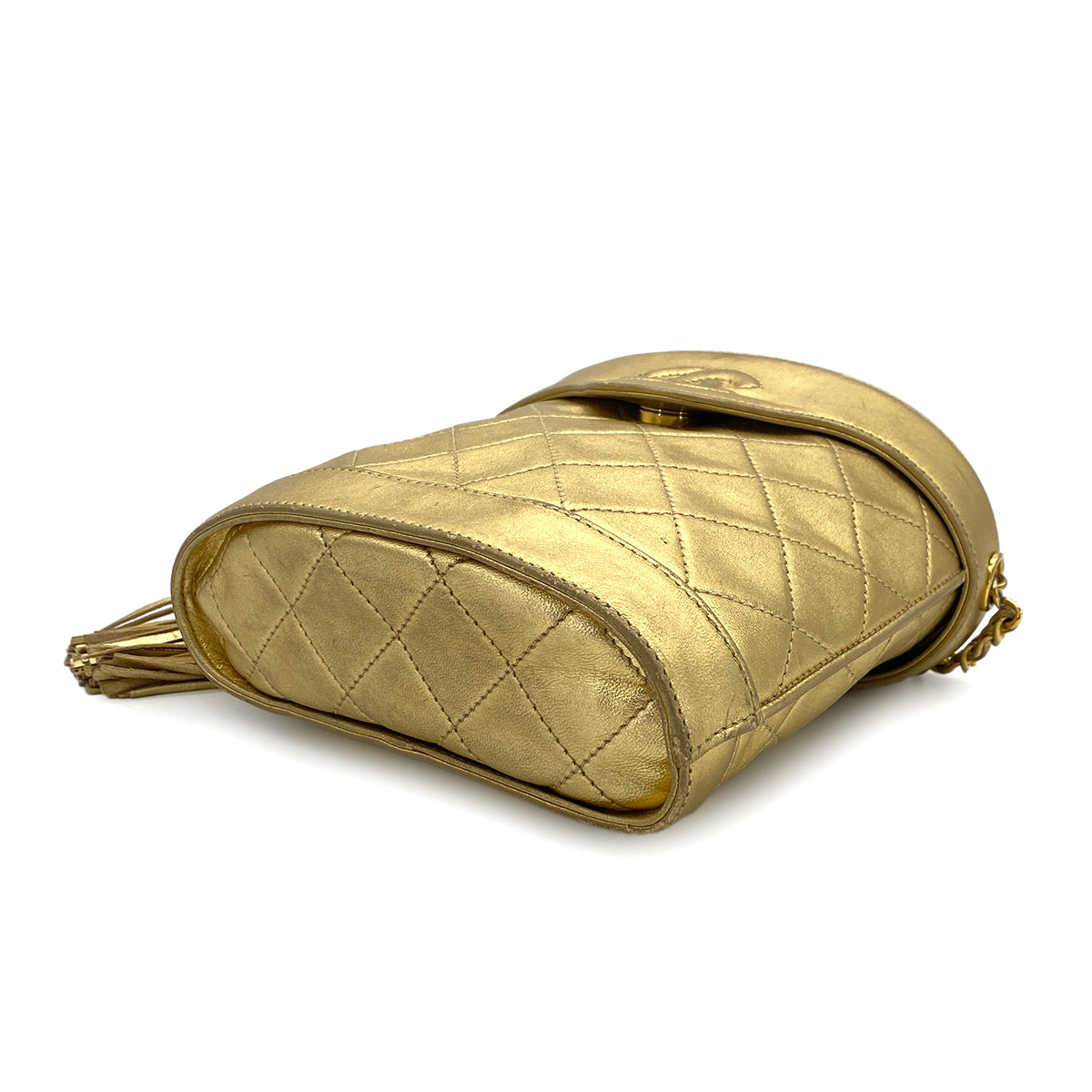 CHANEL VINTAGE FRINGE SHOULDER BAG GOLD LAMB SKIN 90298836 - PURPOSE
