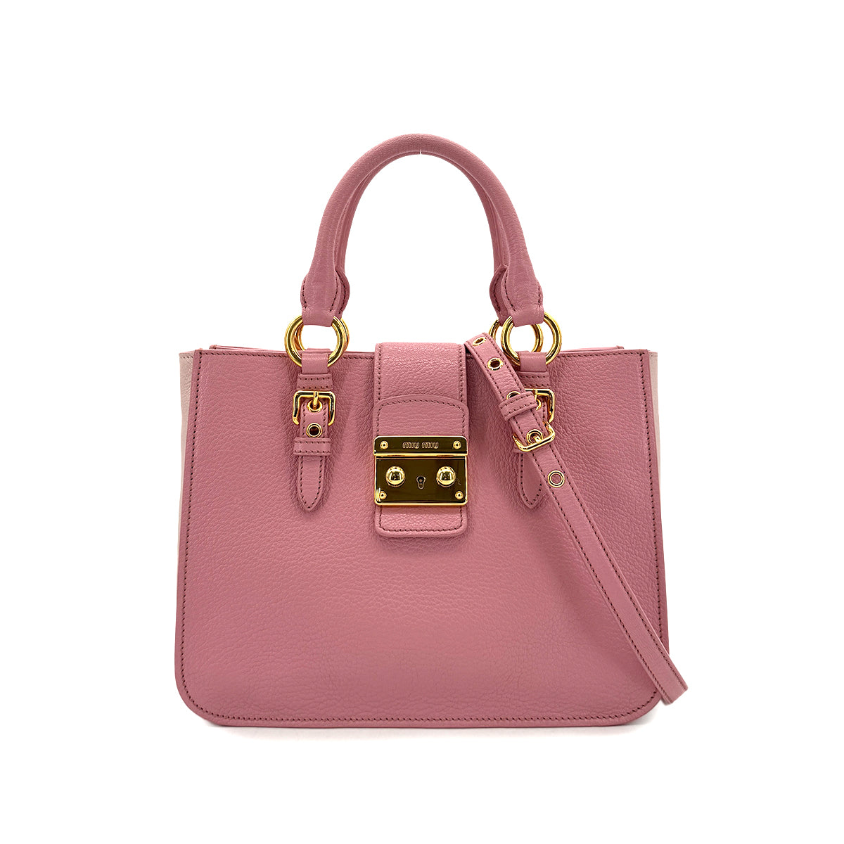 MIUMIU MADRAS HAND SHOULDER BAG PINK LEATHER 90299063