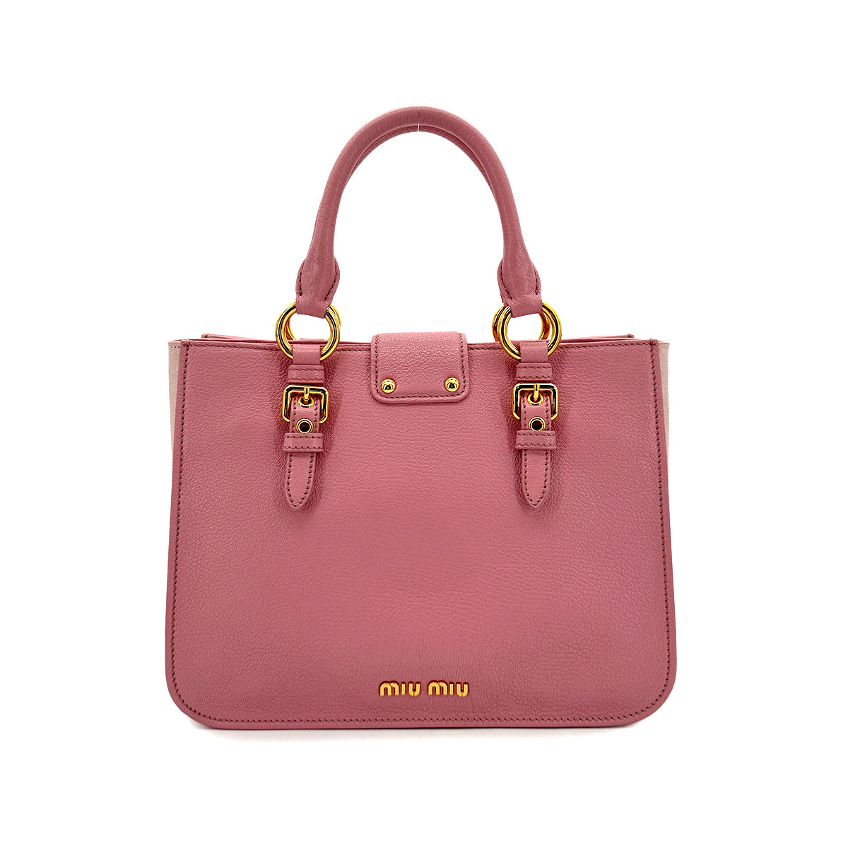 MIUMIU MADRAS HAND SHOULDER BAG PINK LEATHER 90299063