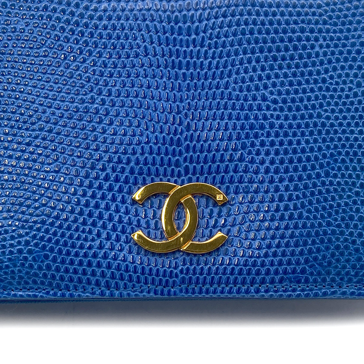CHANEL VINTAGE FULL FLAP CHAIN SHOULDER BAG BLUE LIZARD 90299083
