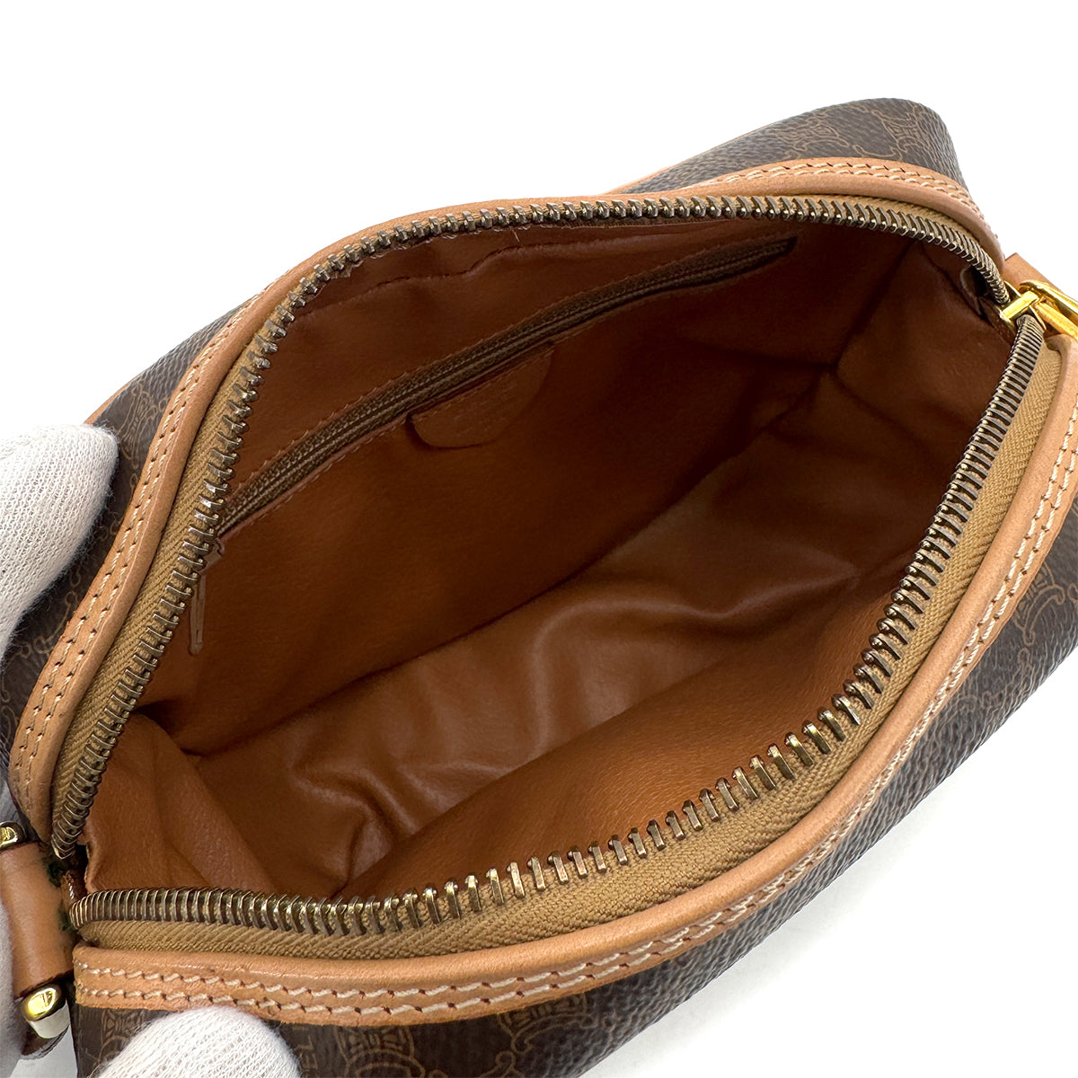 CELINE VINTAGE MACADAM SHOULDER BAG BROWN PVC LEATHER 90299088