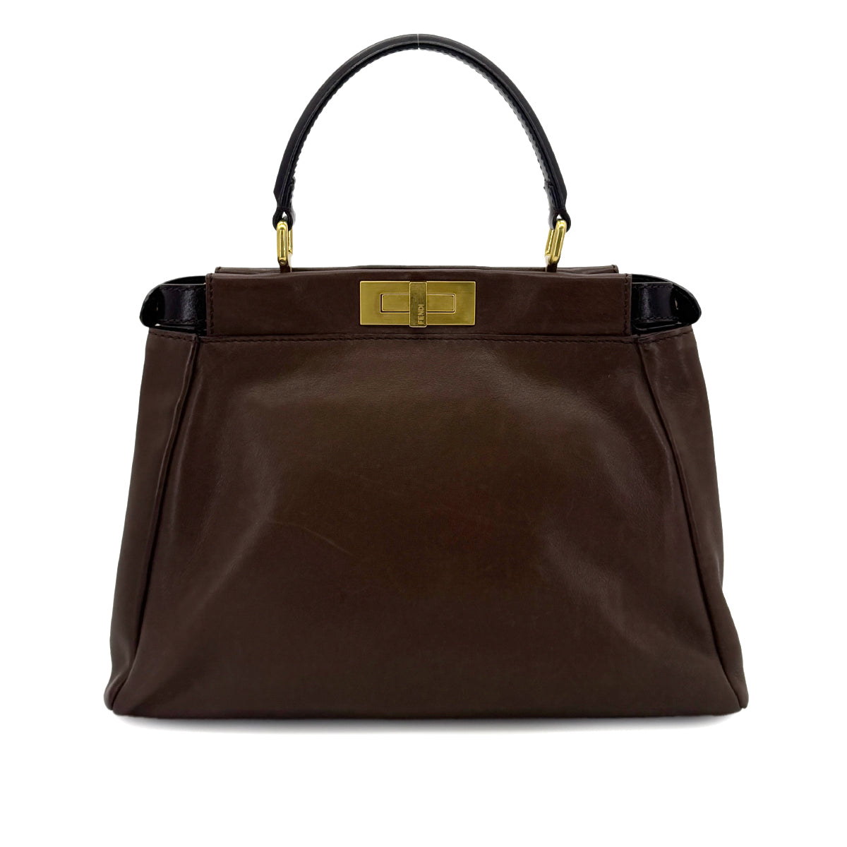 FENDI PEEKABOO REGULAR HAND SHOULDER BAG LEATHER BROWN 8BN226 90299152