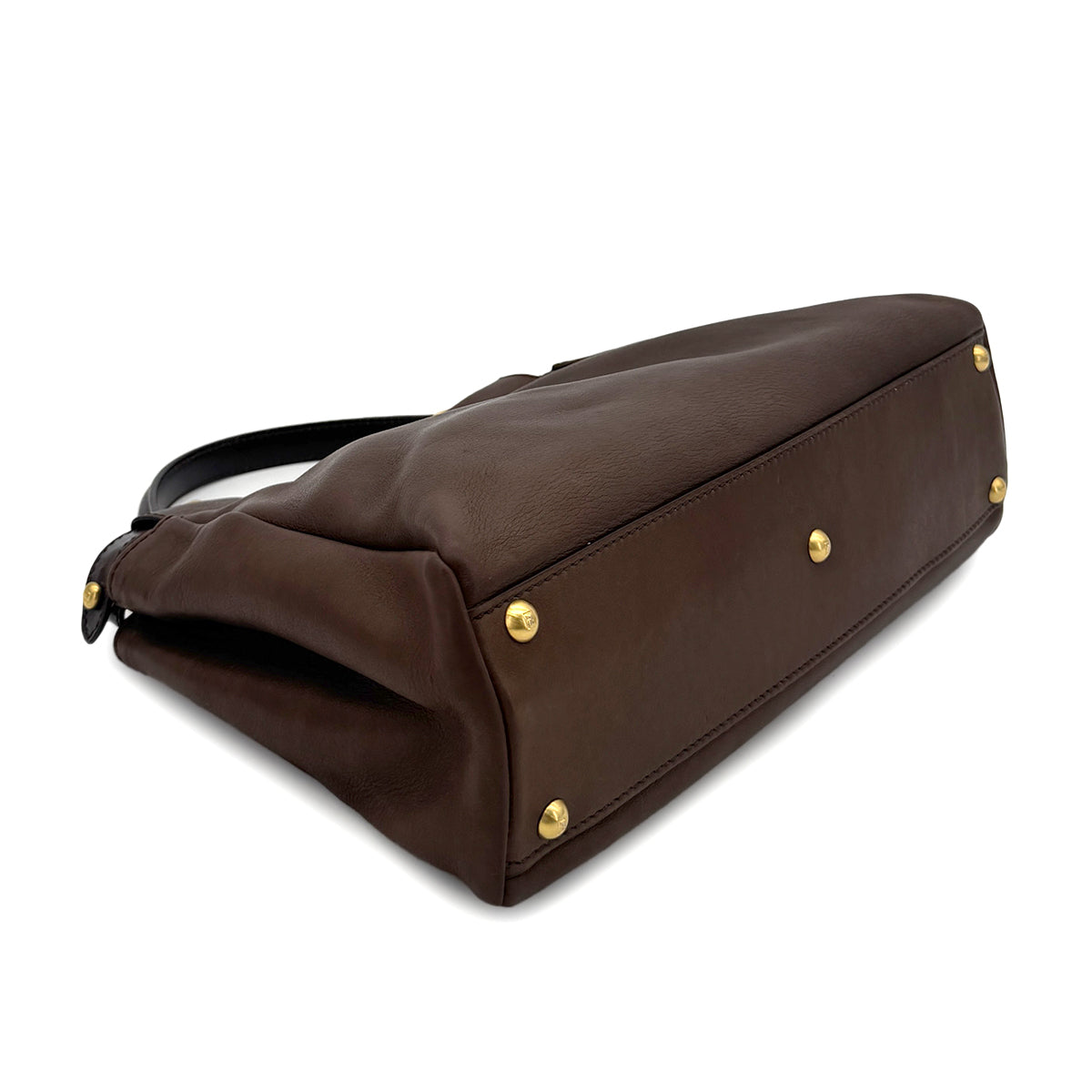 FENDI PEEKABOO REGULAR HAND SHOULDER BAG LEATHER BROWN 8BN226 90299152