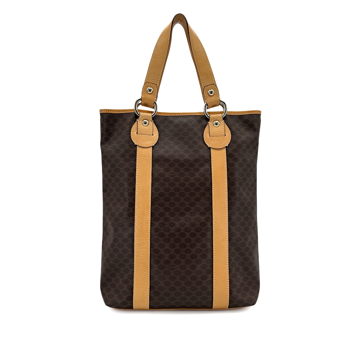 CELINE VINTAGE MACADAM TOTE BAG BROWN PVC LEATHER 90299309