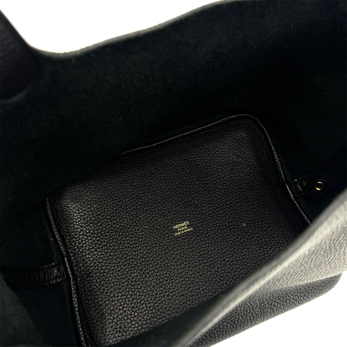 HERMES PICOTIN LOCK MM BLACK TAURILLON CLEMENCE HAND BAG C GHW 90299811