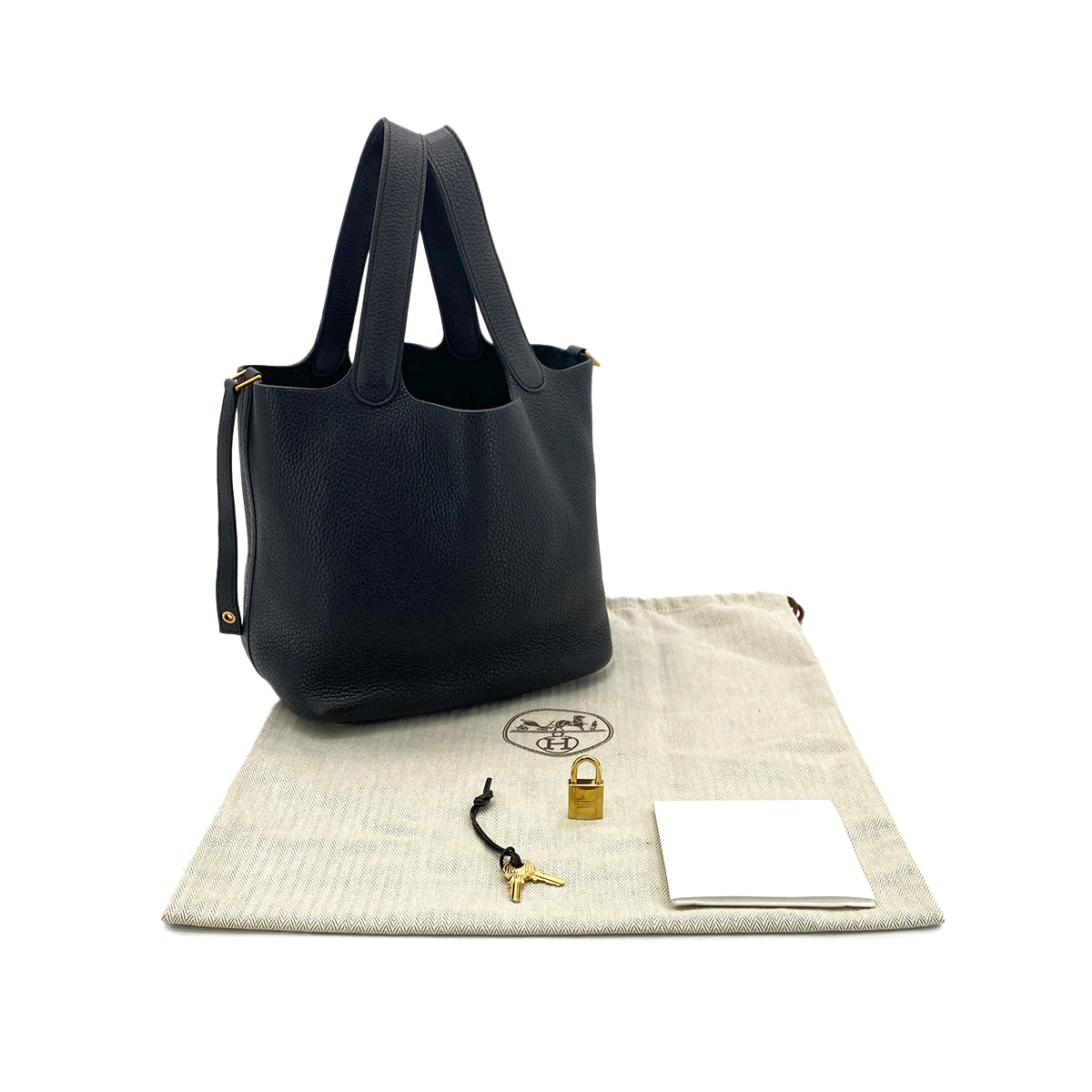 HERMES PICOTIN LOCK MM BLACK TAURILLON CLEMENCE HAND BAG C GHW 90299811