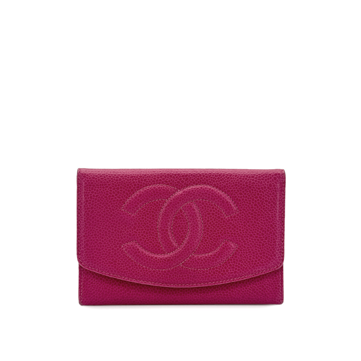 CHANEL BIFOLD COMPACT WALLET PINK CAVIAR SKIN 90300025 - PURPOSE