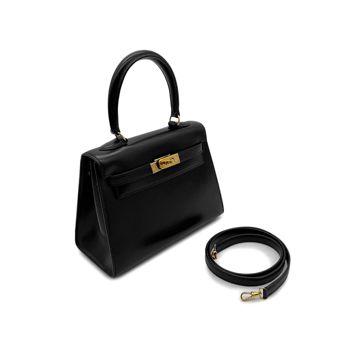 HERMES MINI KELLY 20 BLACK BOXCALF HAND SHOULDER BAG 〇V GHW 90302331 - PURPOSE