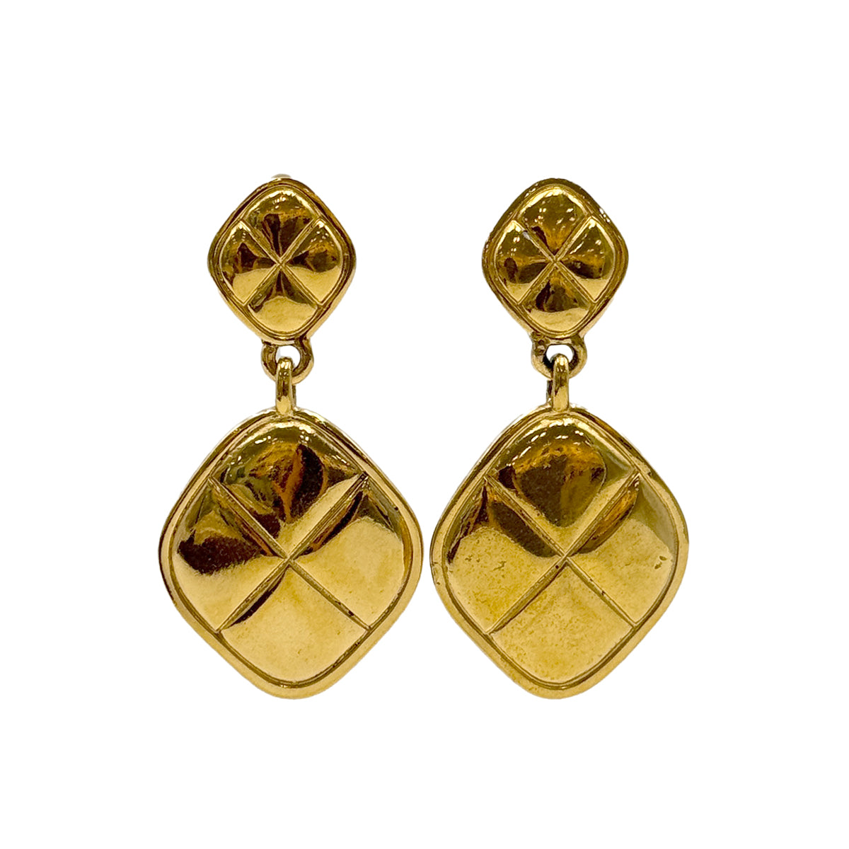 CHANEL VINTAGE EARRINGS MATELASSE GOLD ACCESSORY 90300534 - PURPOSE