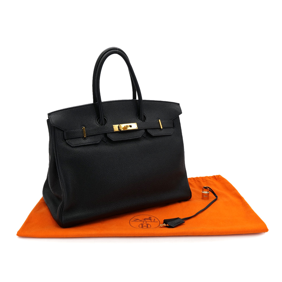 HERMES BIRKIN 35 BLACK TOGO HAND BAG □H GHW 90301750