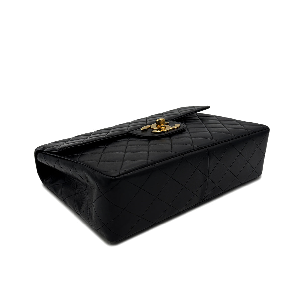 CHANEL VINTAGE JUMBO MATELASSE 30 CHAIN SHOULDER BAG BLACK LAMB SKIN 90302177 - PURPOSE