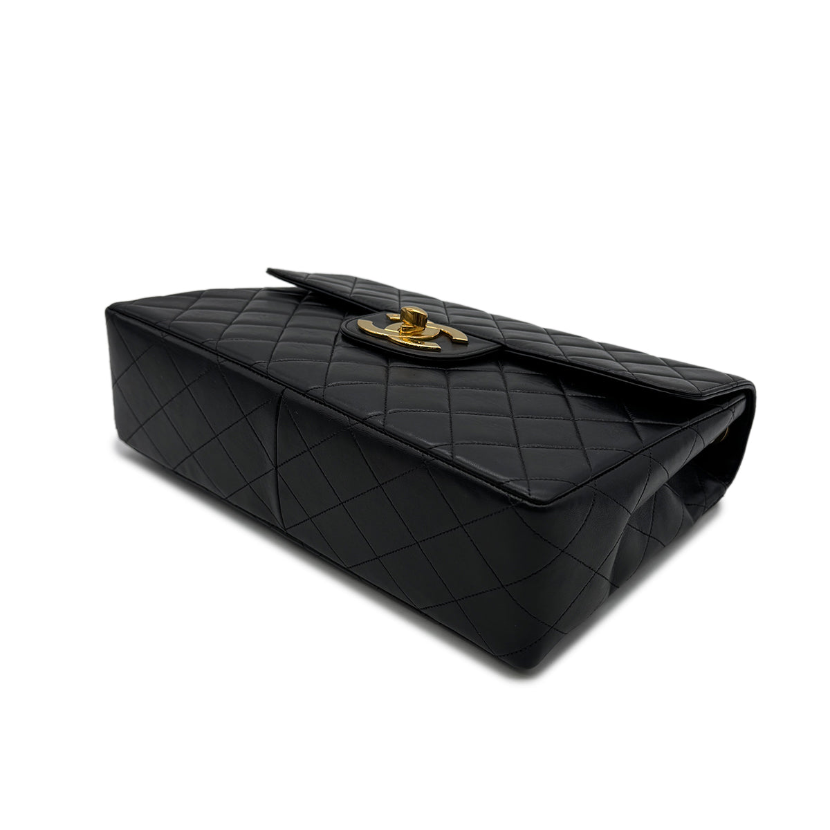 CHANEL VINTAGE JUMBO MATELASSE 30 CHAIN SHOULDER BAG BLACK LAMB SKIN 90302177 - PURPOSE