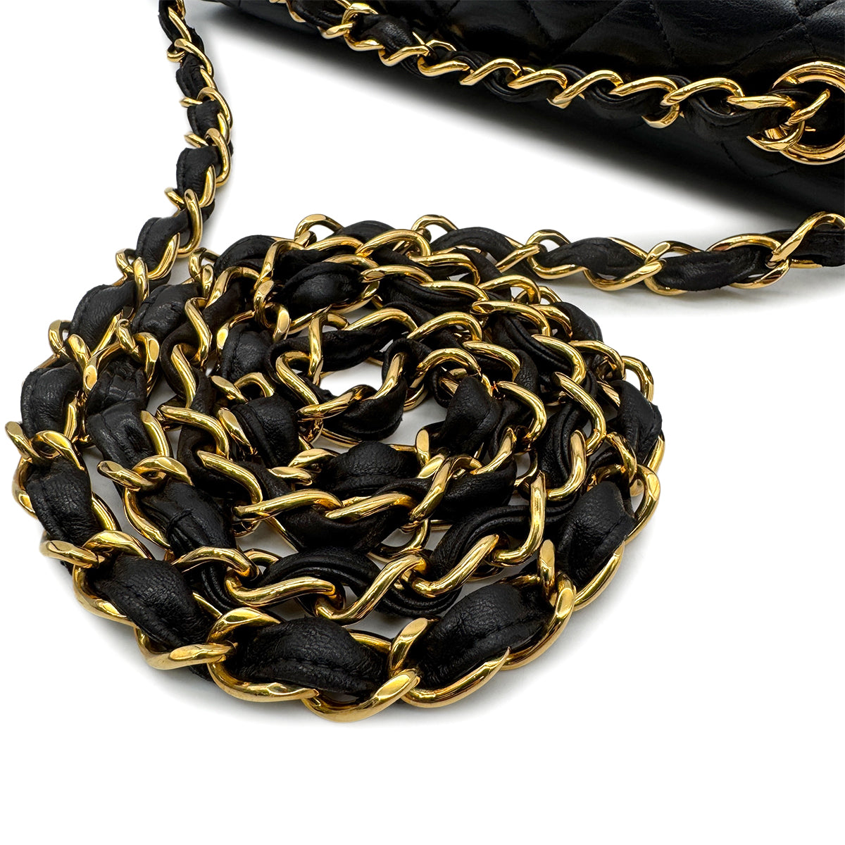 CHANEL VINTAGE JUMBO MATELASSE 30 CHAIN SHOULDER BAG BLACK LAMB SKIN 90302177 - PURPOSE