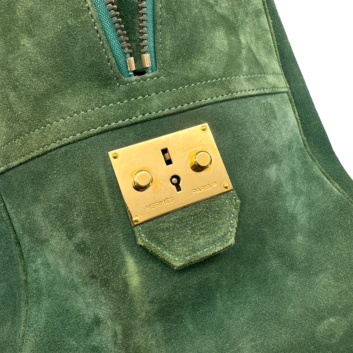 HERMES PLUME 45 GREEN DEBRIS HAND BAG GHW 90302639